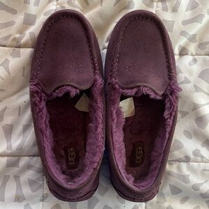 UGG Plum Suede Shearling Slippers